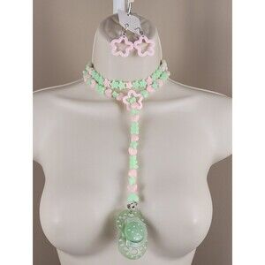 6pc heart bear lariat drop star choker bracelet earrings glow binky & nail art